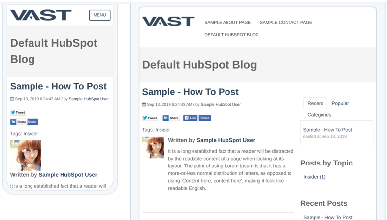 A screenshot of blog templates created in HubSpot CMS