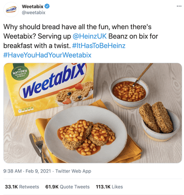 A tweet from Weetabix