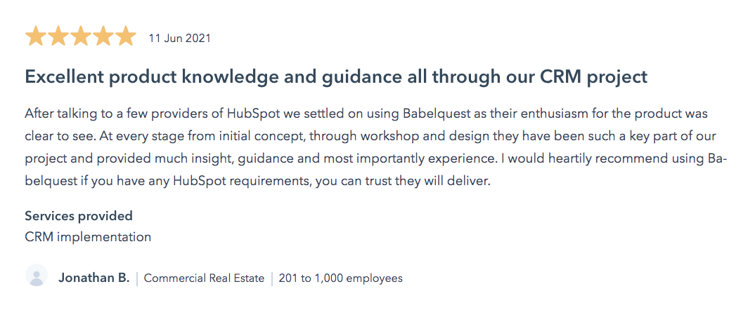 A review of onboarding via a HubSpot Partner – BabelQuest