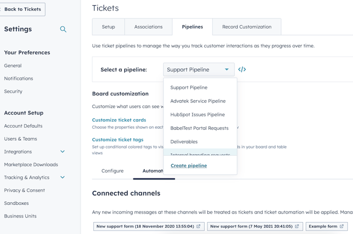 support form hack- pipeline set up