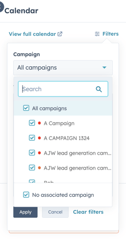 Manage socials sidebar hack- View campaigns