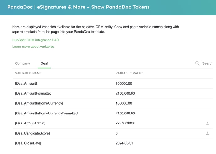 Pandadoc - tokens