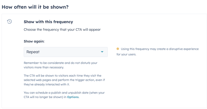 Smart CTA popup- frequency
