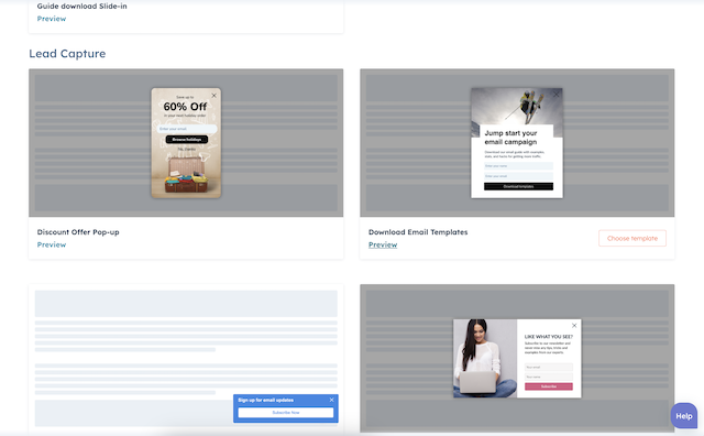Smart pop-up Select CTA template