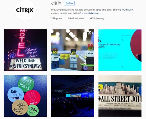 Examples from the B2B business Citrix and their Instagram feed