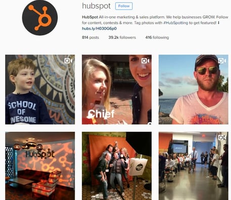 What HubSpot's Instagram profile and post grid looks like