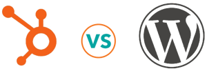 HubSpot vs. Wordpress shown with icons for each CMS