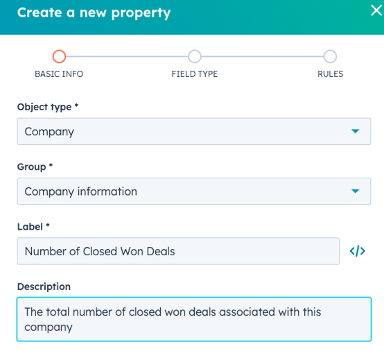 Settings > Date management > Properties > Create property