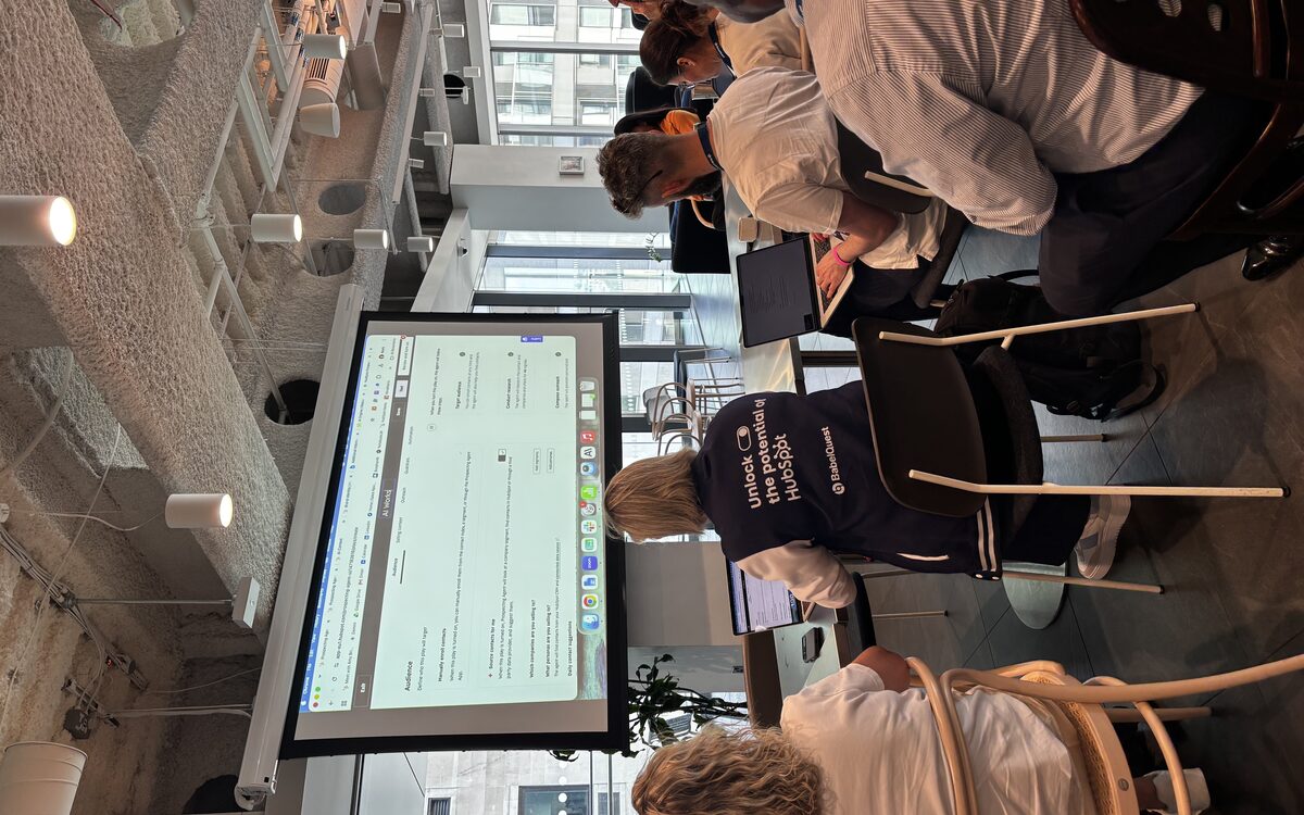 Attendees building on laptops during the workshop