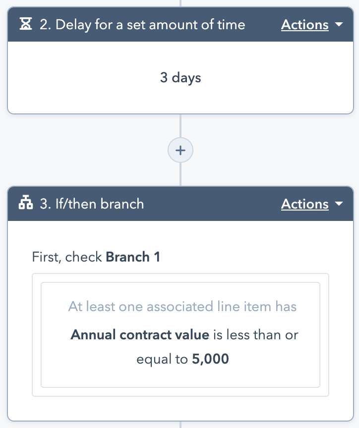 Step showing the if/then branch added to workflow